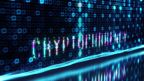 animación 3d de criptomoneda texto colorido palabra parpadeo luz bucle de animación con fondo de efecto digital 4k 3d bucle sin fisuras criptomoneda elemento de efecto brillo para la introducción,
