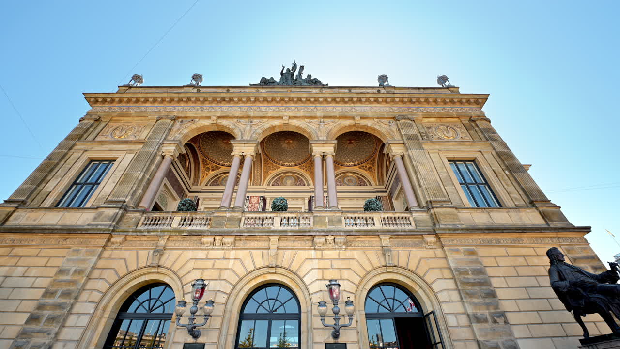 The facade of the Royal Playhouse and The Old Stage in Copenhagen, Denmark