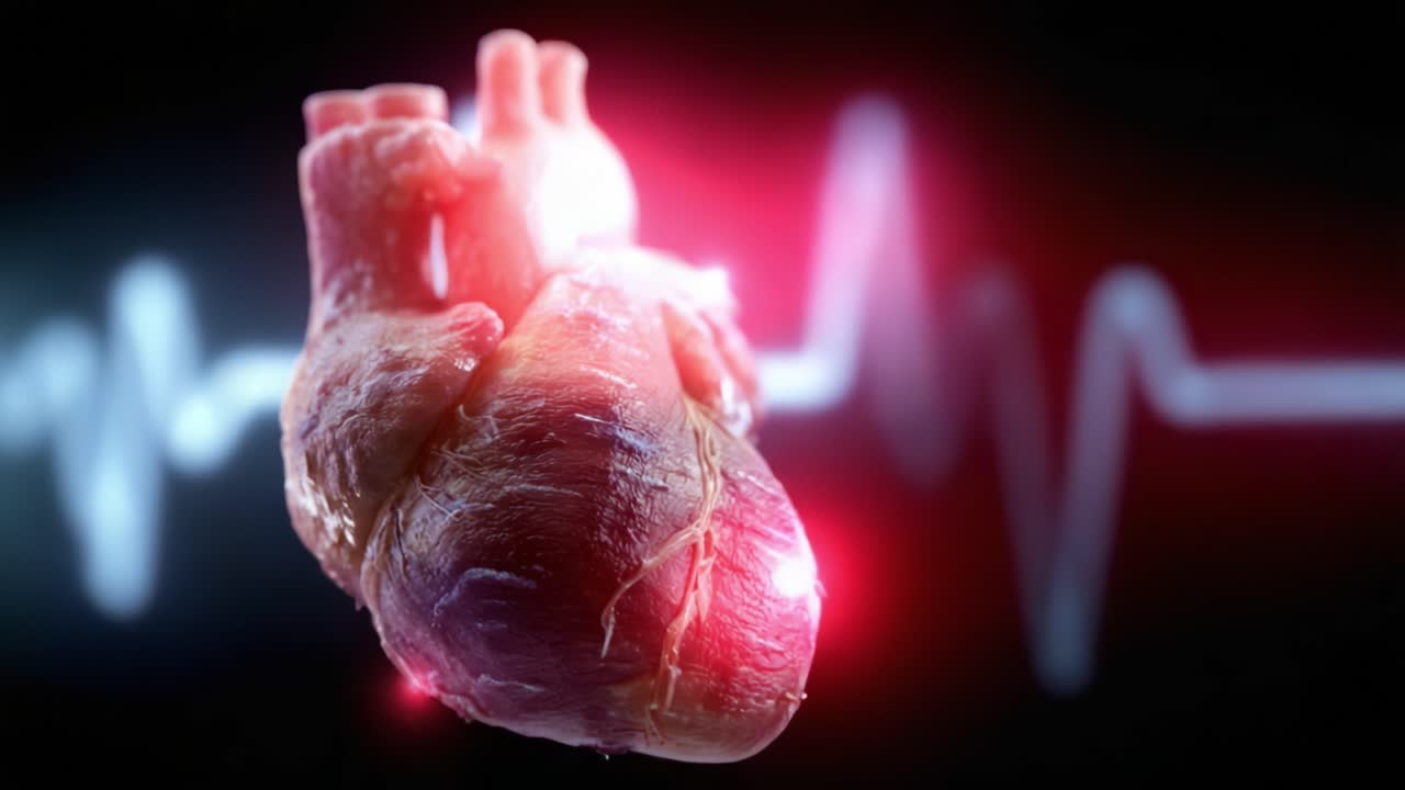 An Artistic Representation of the Human Heart Showcasing Vitality and Life with a Pulsating Rhythm Against a Dramatic Background