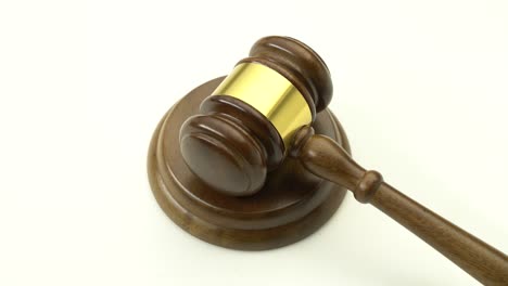 wooden gavel on white background