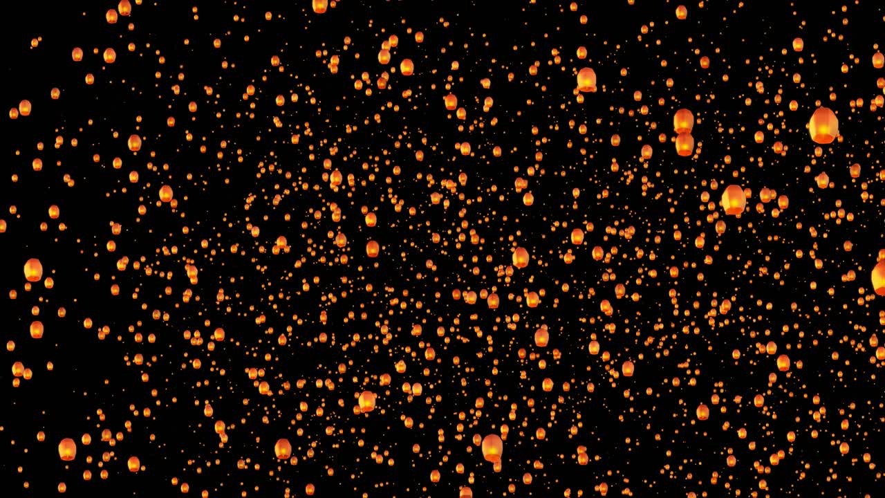 Sky Lanterns Floating in the Night Sky