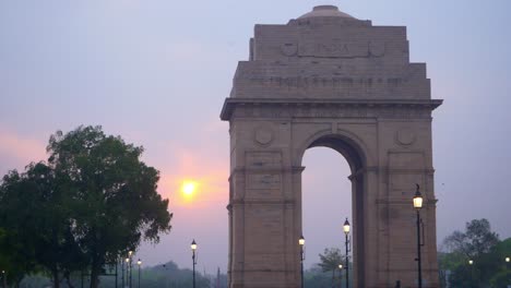 sunrise at india gate on kartvya path, new delhi, india