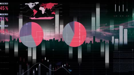 Animation-of-financial-data-processing-over-cityscape