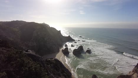 Playa-De-Ursa-Y-Cabo-Da-Roca-Durante-La-Puesta-De-Sol-En-Portugal