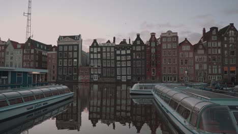Amsterdam Canal View with Boats