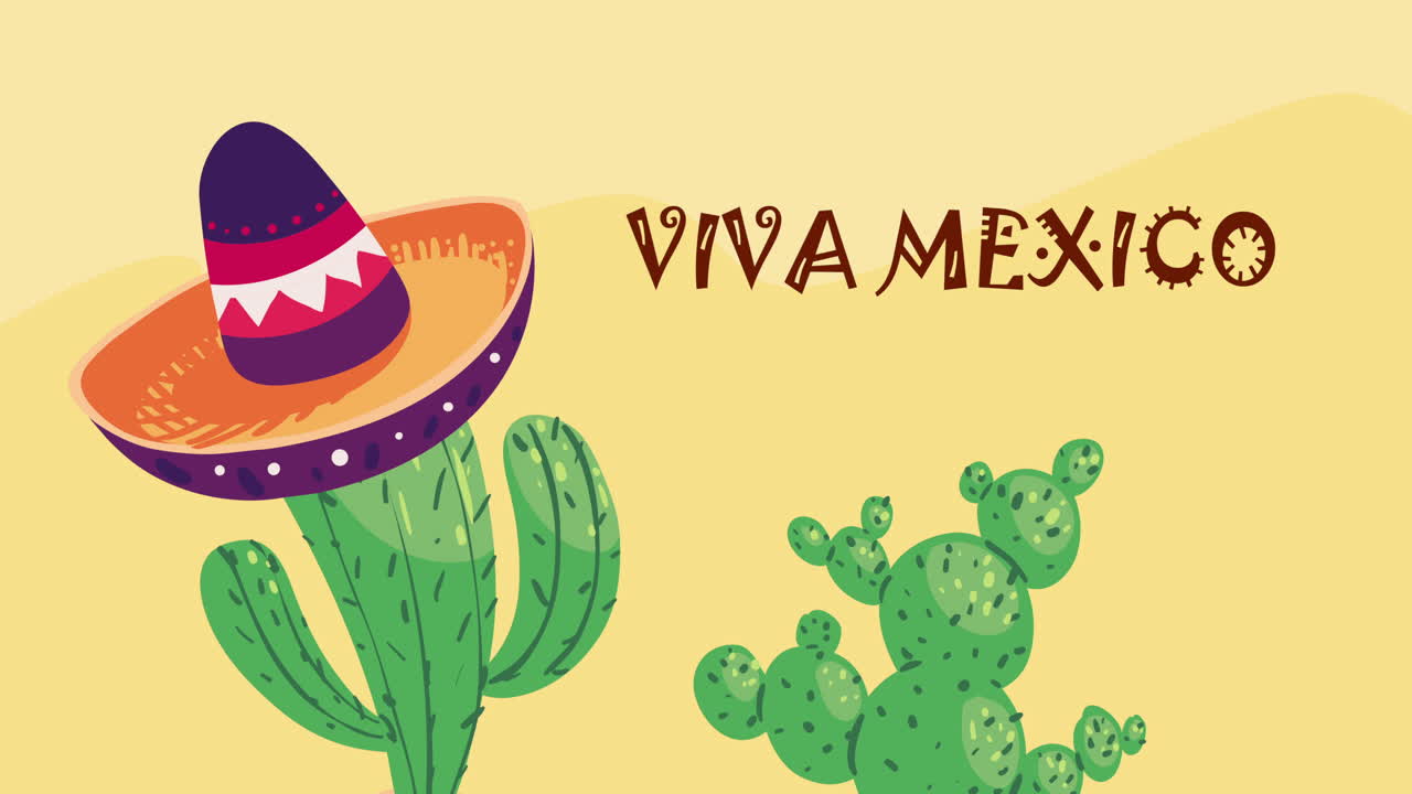 viva méxico con letras de cactus