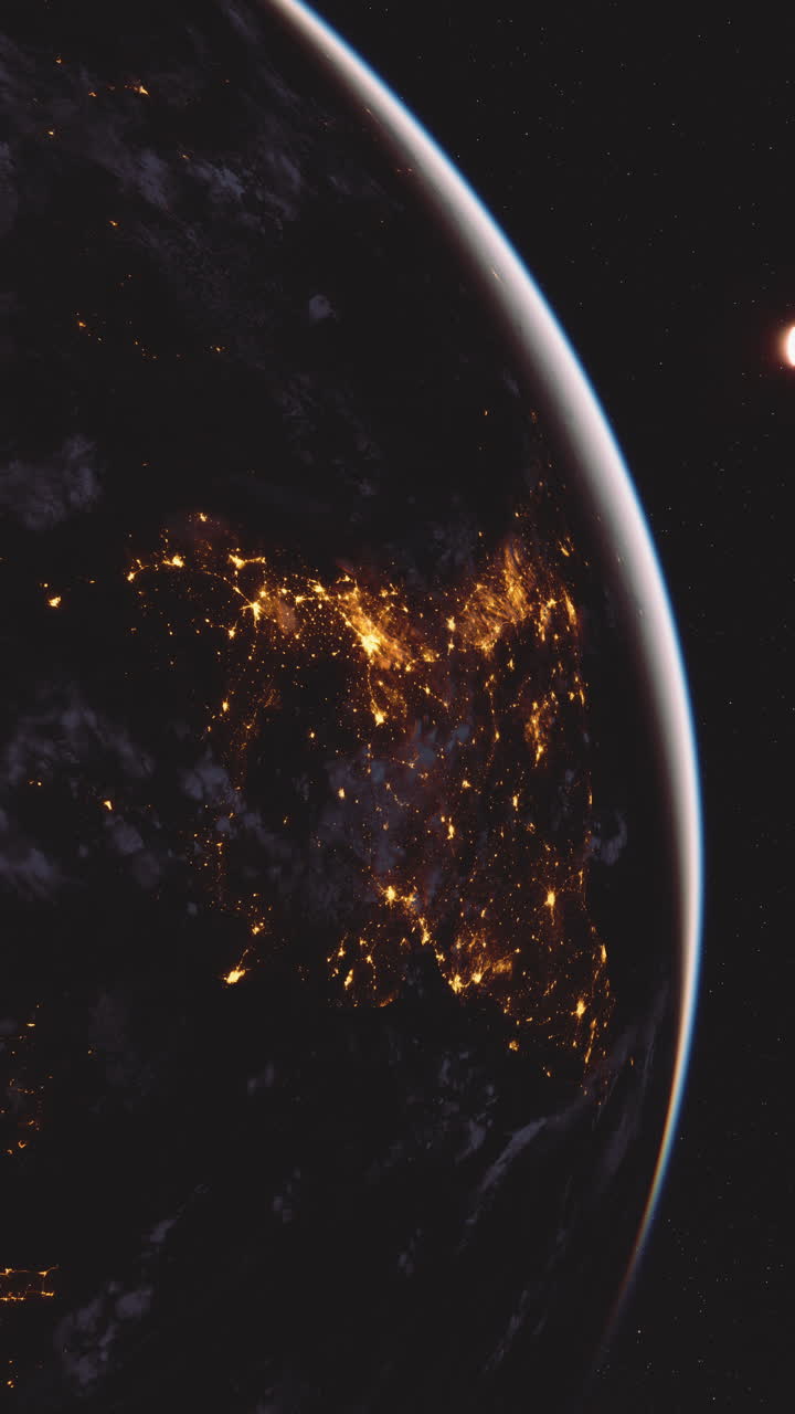 la tierra por la noche desde el espacio