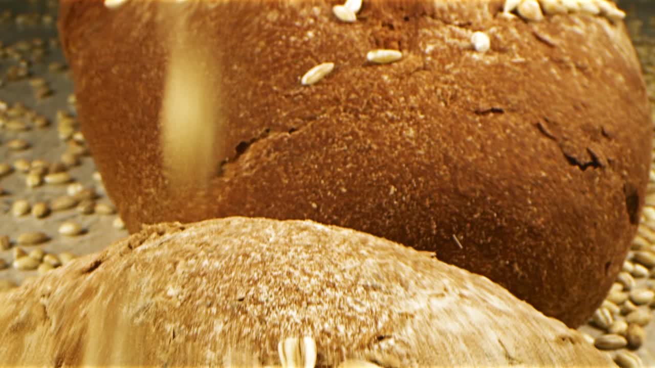 Close-up view of freshly baked loaves of bread