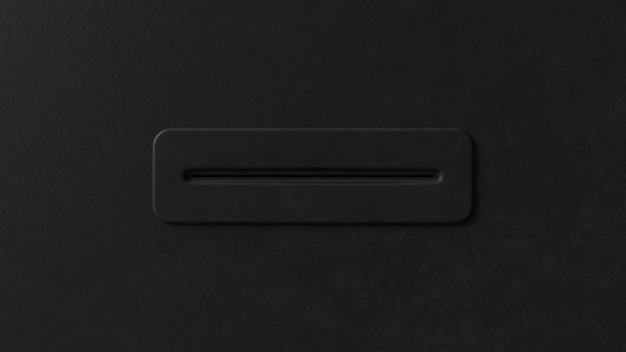 Empty dark receipt slot on a black background