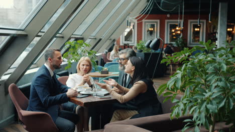 business meeting in a cafe