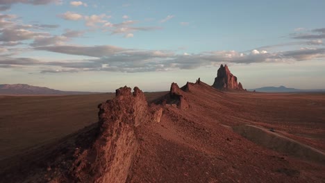 cinematic aerial flight along the formations near shiprock new mexico