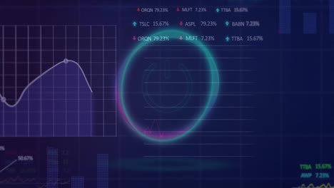 animation of data processing over off button