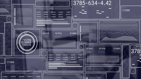animación del procesamiento de datos financieros en el escritorio de la oficina.