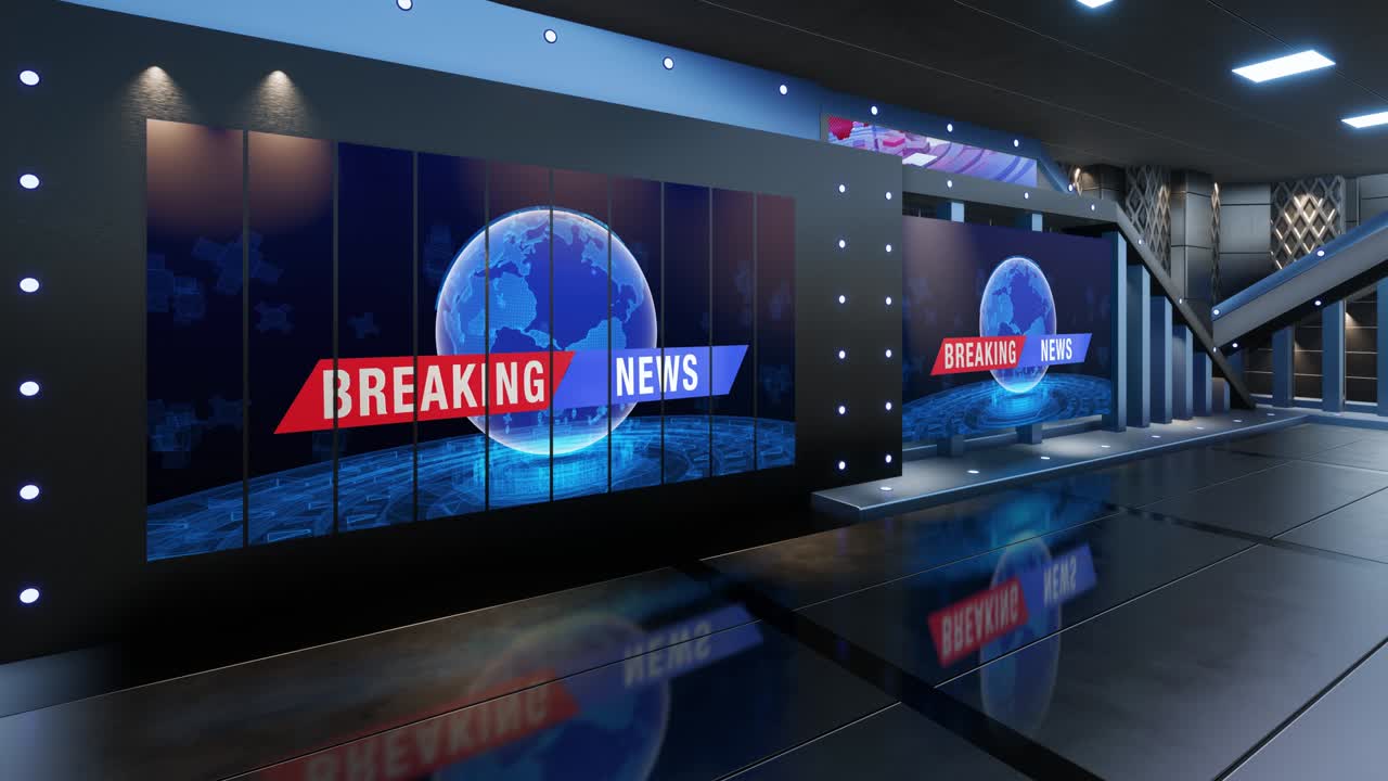 tv 뉴스 스튜디오 세트 - 가상 녹색 화면 배경 루프