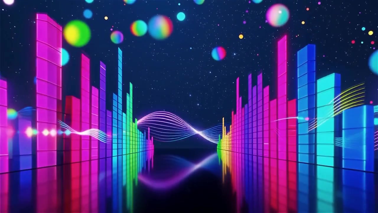 Futuristic Rainbow Neon Music Equalizer Visualizer Background