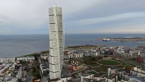 drone view in malmö, sweden