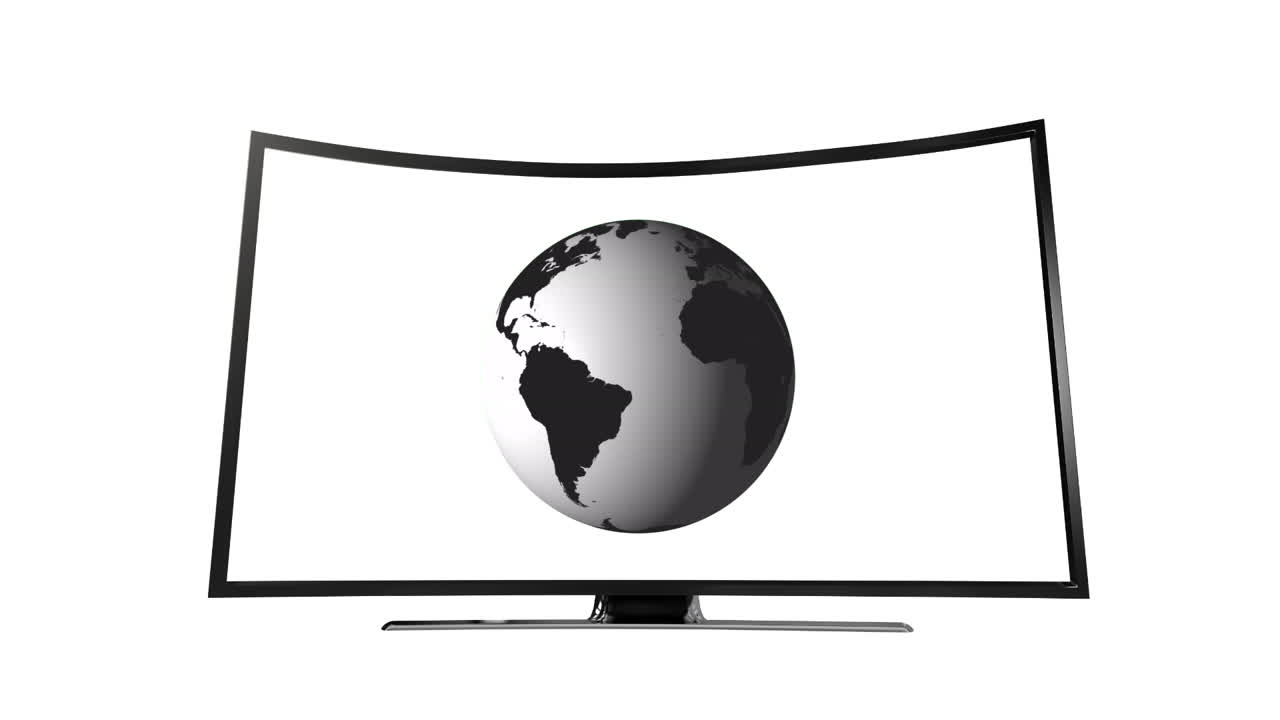 Animation of tv with globe on white background