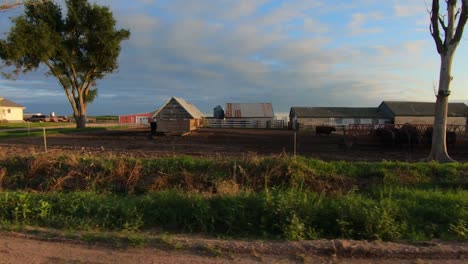 punto de vista a través de la ventana del conductor mientras conduce por la zona rural de nebraska durante la hora dorada de la tarde
