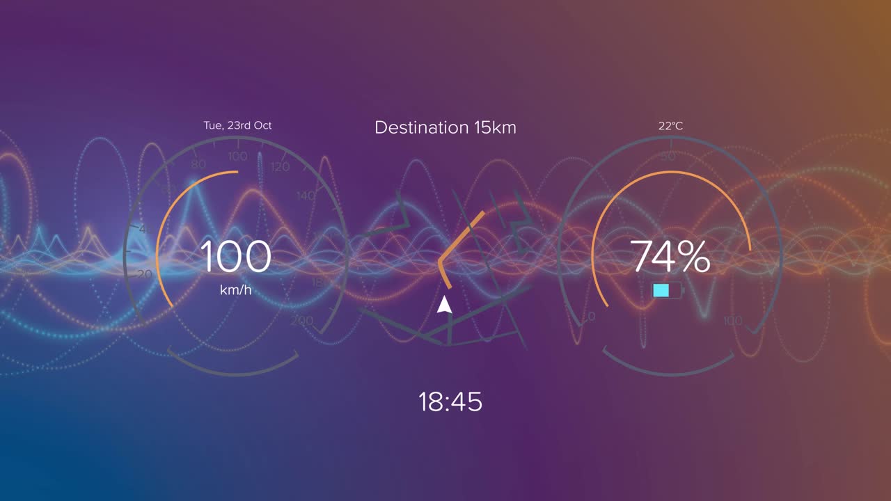 보라색 배경 위에 연결 및 숫자의 네트워크의 애니메이션