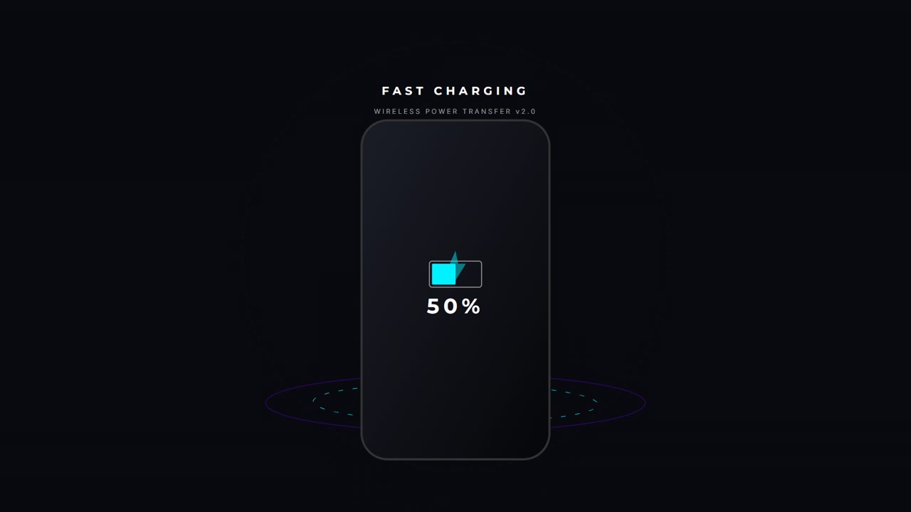 Smartphone Displaying Fast Wireless Charging Progress Animation
