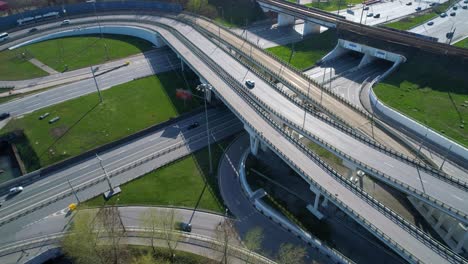 aerial view of a freeway intersection