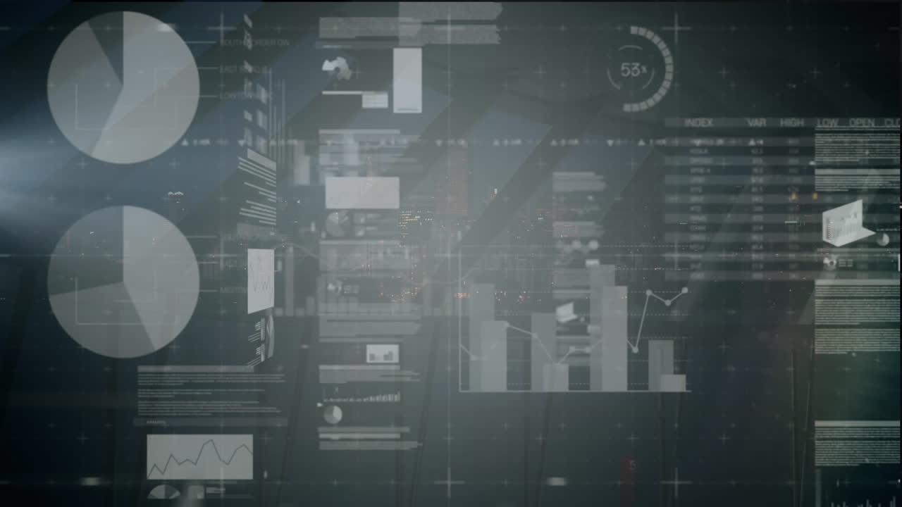 animación del procesamiento de datos estadísticos contra un fondo gris