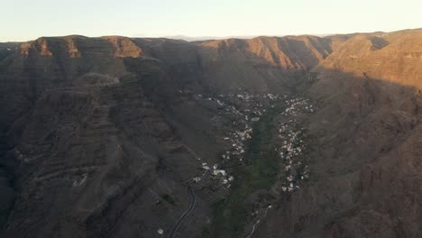 sunrise aerial view of valle gran rey valley at la gomera, canary islands, spain