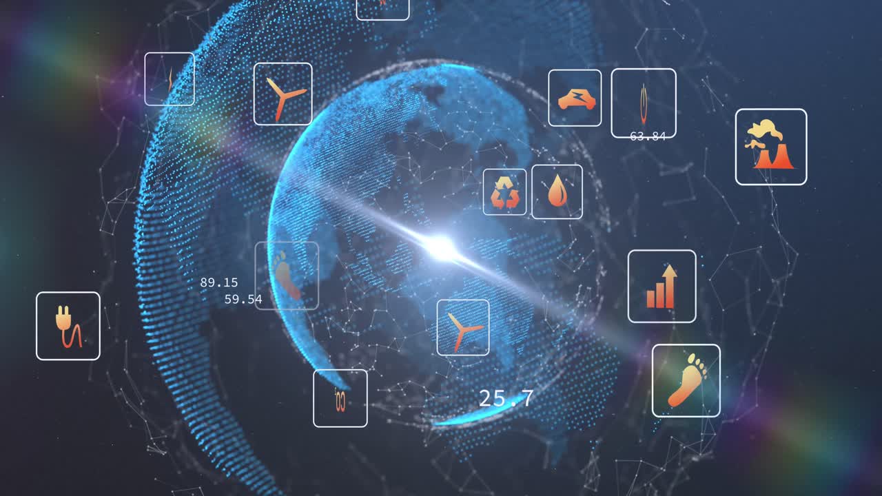 전 세계 에코 아이콘의 애니메이션과 데이터 처리