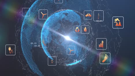 Animación-De-íconos-Ecológicos-Sobre-El-Mundo-Y-Procesamiento-De-Datos.