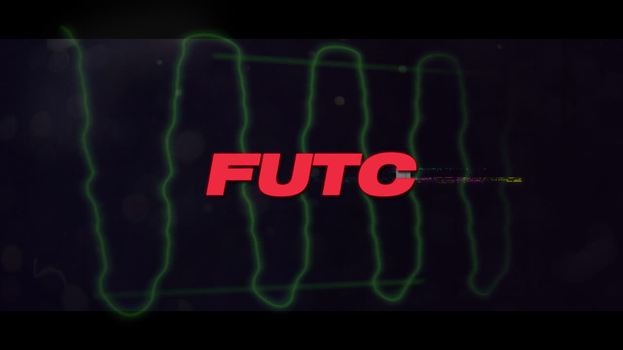 animación de texto funk sobre formas en movimiento