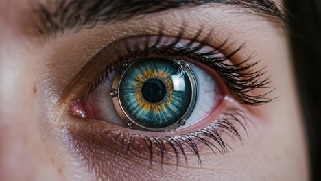 exploring the intricacies of a futuristic eye design: a close-up look at a stunningly detailed eye with an innovative iris composition