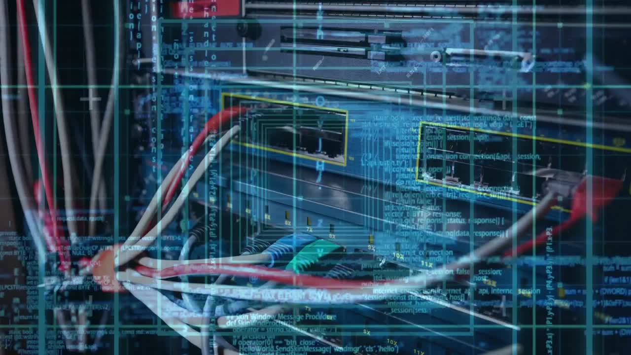 Data Server Room with squares and numbers