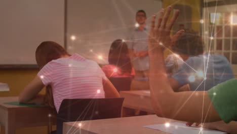 animación de la red de conexiones entre diversos estudiantes y profesores