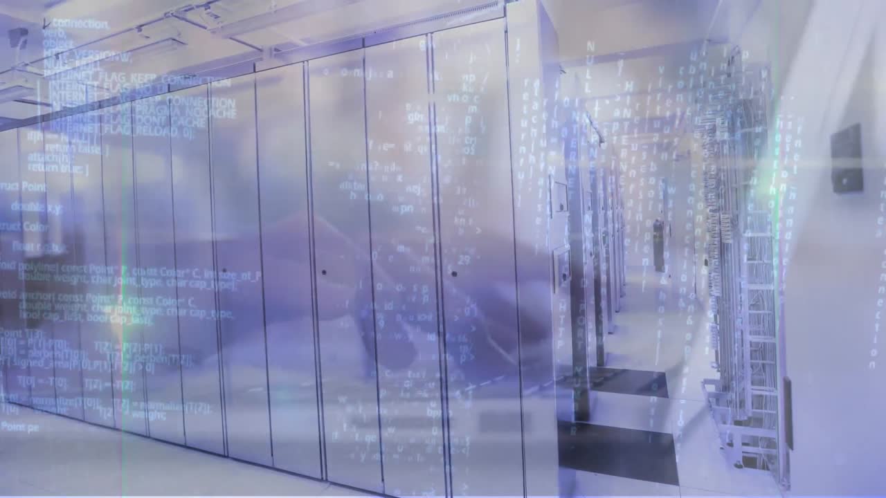 컴퓨터 서버를 통해 데이터 처리의 애니메이션