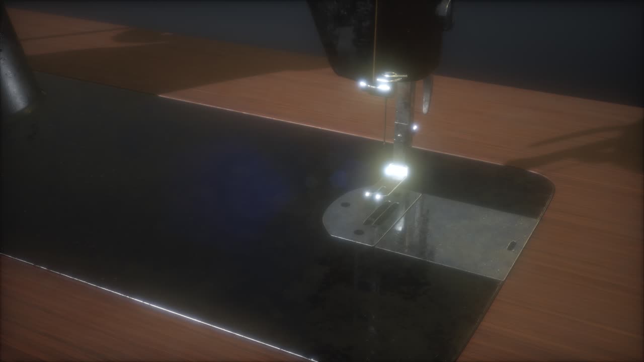 vieja máquina de coser retro en la oscuridad