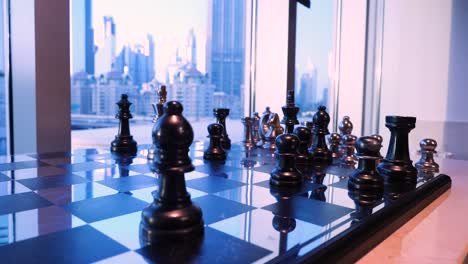 chess game with city view