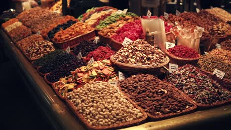 market stall with dried fruits and nuts