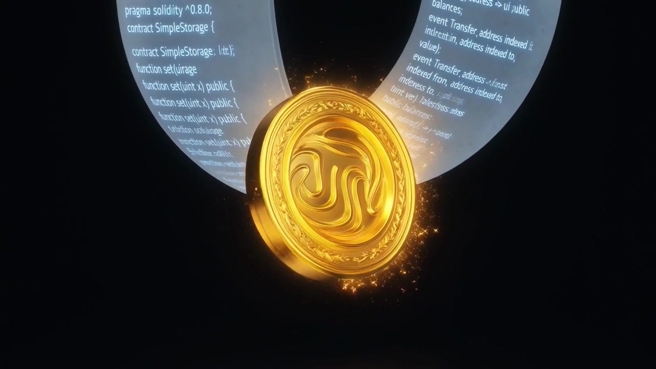 Golden Cryptocurrency Coin Forms from Smart Contract Code