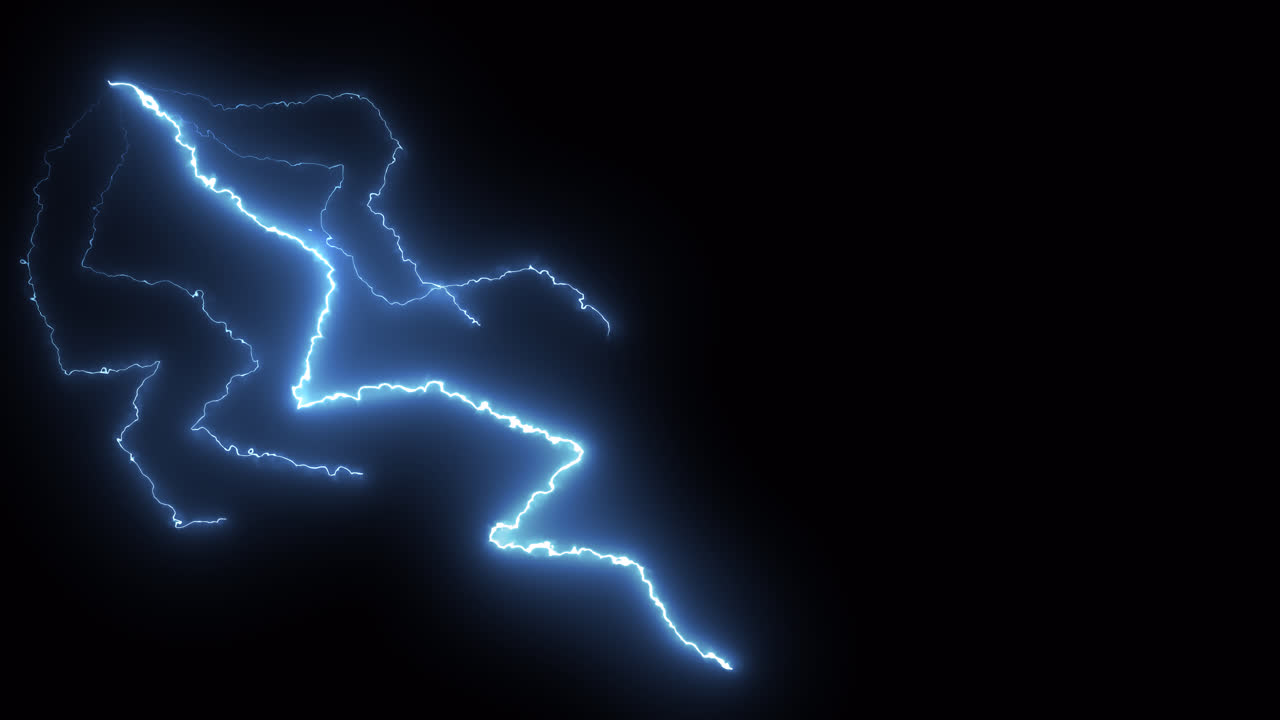 Blue Lightning Bolts Flashing on Black Background