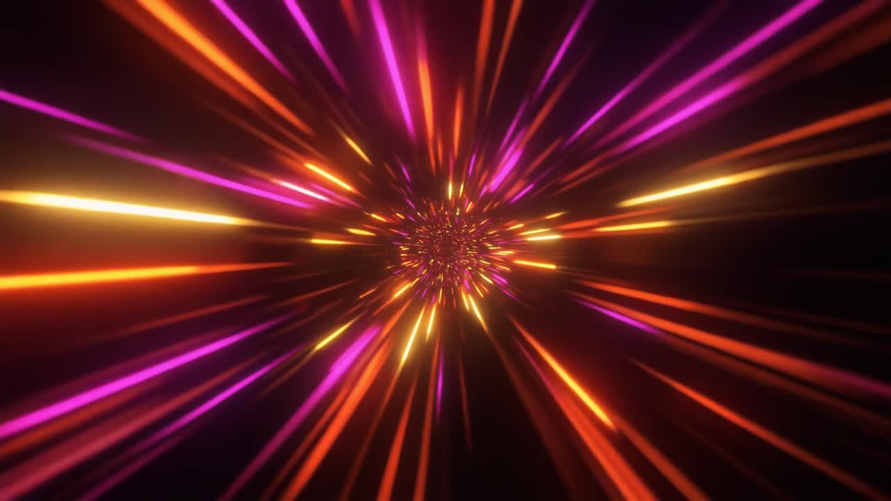 Flying Through a Futuristic Hyperspace Tunnel with Neon Lights