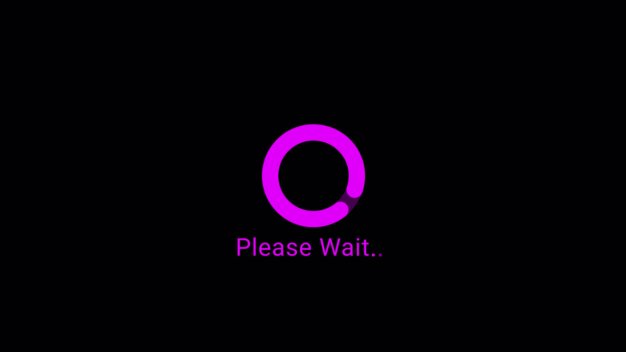 Purple Spinning Loading Animation with Please Wait Text