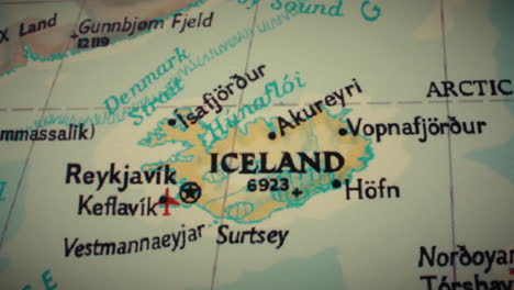 close-up map of iceland