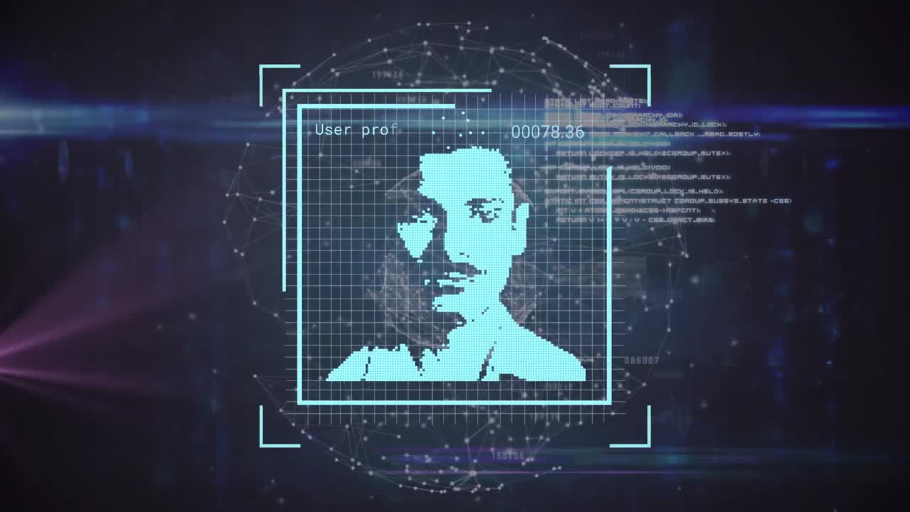 animación del procesamiento de datos sobre los iconos de las personas