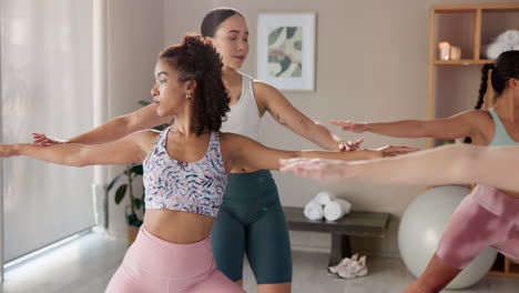 yoga class with instructor