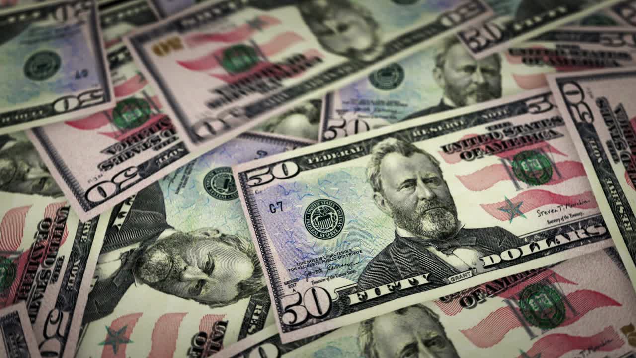 creciente pila de dinero bucle de dólares sin costuras