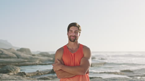 Beach,-summer-and-fitness,-portrait-of-man