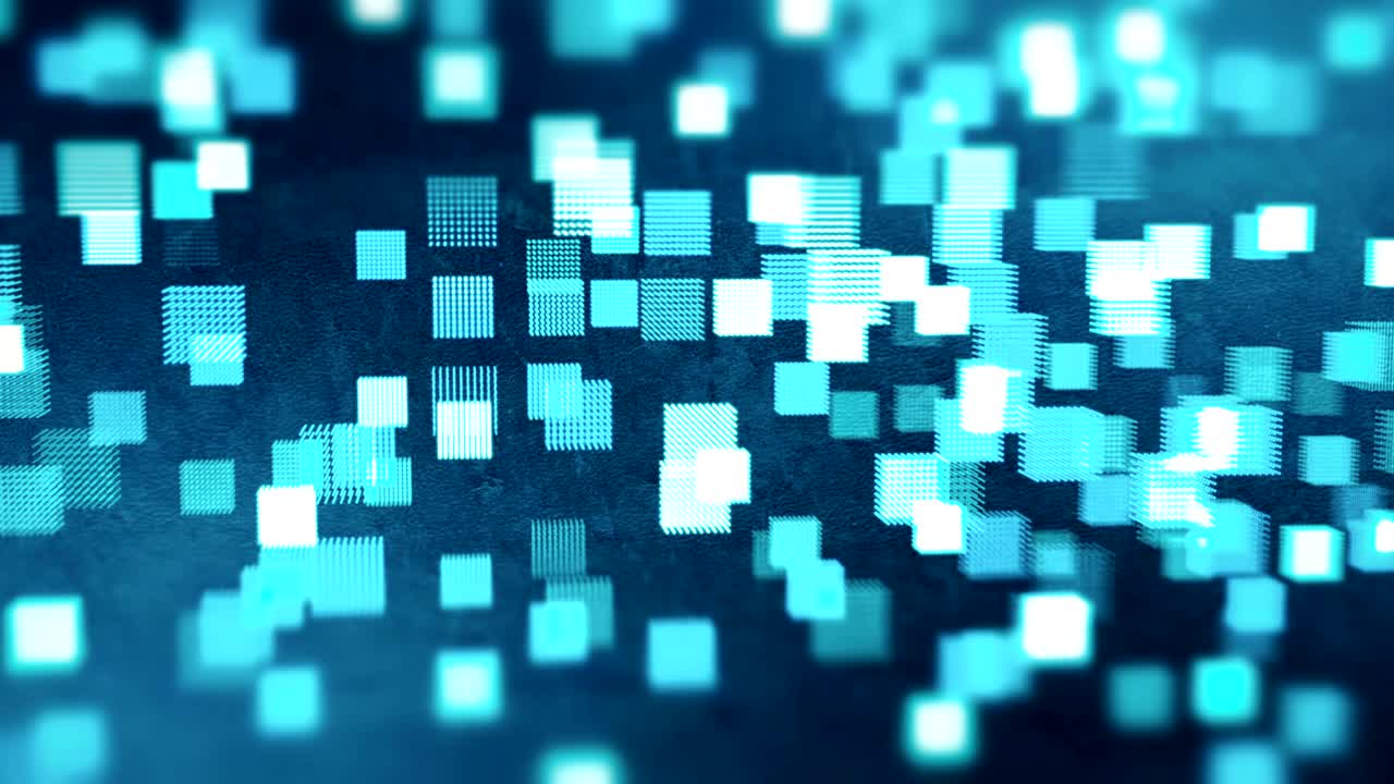 Animated video geometric background in slow motion blue-green squares