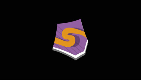 bold orange letter s on purple geometric background