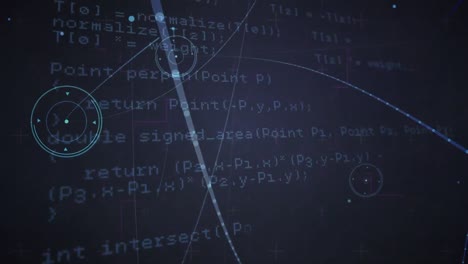 animation of network of connections and data processing over dark background