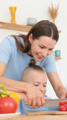 A Delightful and Cheerful Scene of a Loving Parent Teaching their Eager Child to Cook in a Bright a Delightful and Cheerful Scene of a Loving Parent Teaching their Eager Child to Cook in a Bright Inviting Kitchen